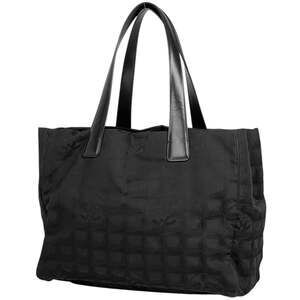 CHANEL New Travel Line Tote MM Coco Mark Shoulder Bag, Nylon Jacquard, Black,...